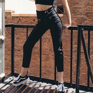 REVICE Denim Black B-Side Coated Leather Jeans